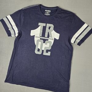 True Religion T-Shirt Mens 3XL Banner Horseshoe Tee Graphic Blue Short Sleeve‎